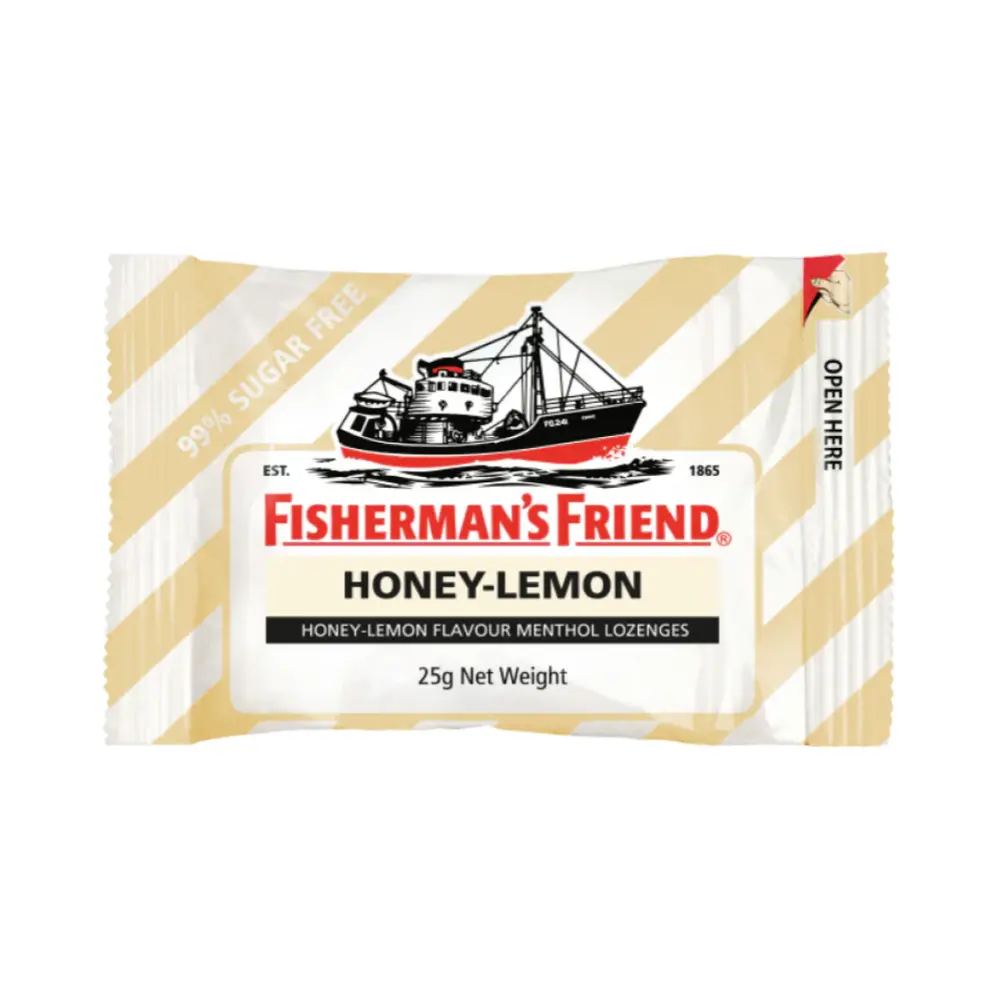 Kẹo Cay Con Tàu Vị Mật Ong & Chanh, Sugar Free Menthol Flavour Lozenges, Honey & Lemon, 22 Viên (25g) - FISHERMAN'S FRIEND