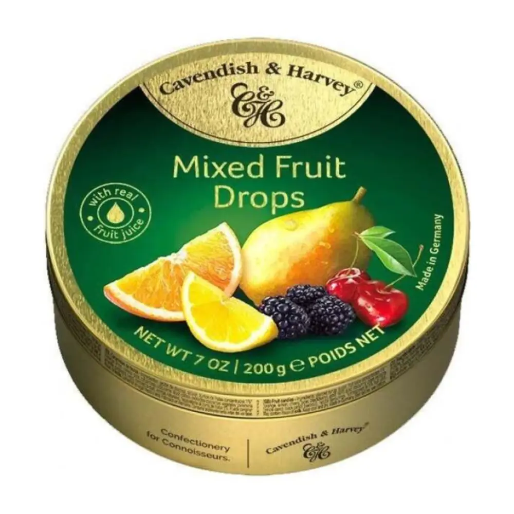 Kẹo Ngậm Vị Trái Cây Tổng Hợp, Mixed Fruit Drops with Real Fruit Juice, 7 oz (200g) - CAVENDISH & HARVEY