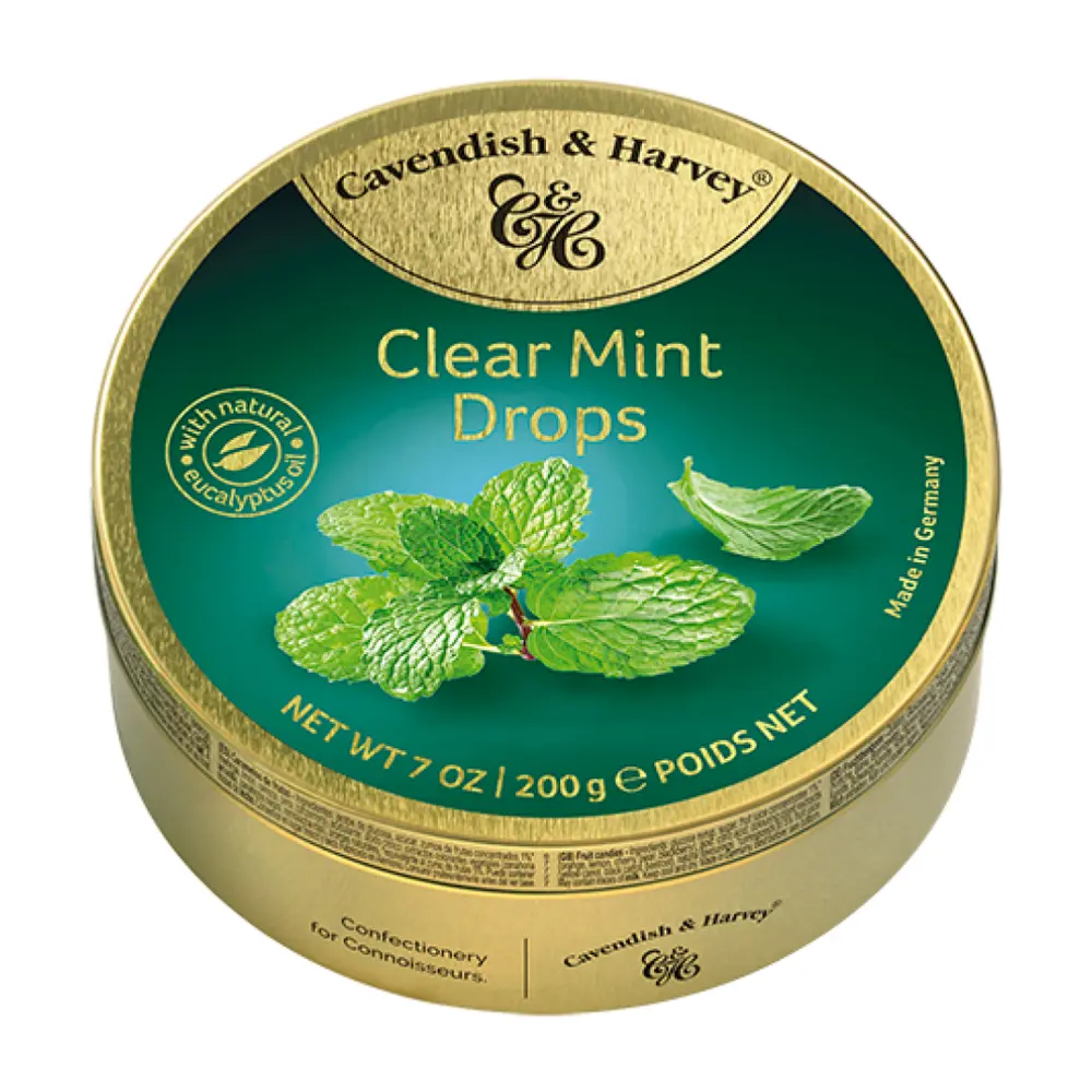 Kẹo Ngậm Vị Bạc Hà, Clear Mint Drops with Natural Eucalyptus Oil, 7 oz (200g) - CAVENDISH & HARVEY