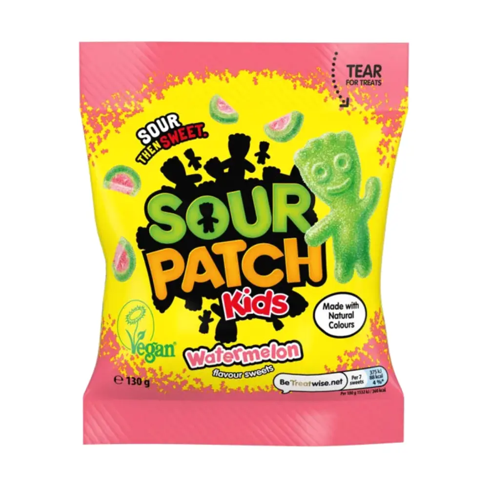 Kẹo Dẻo Chua Vị Dưa Hấu, Sour Patch Kids, Watermelon Flavour Sweets, Vegan (130g) - MONDELEZ INTERNATIONAL