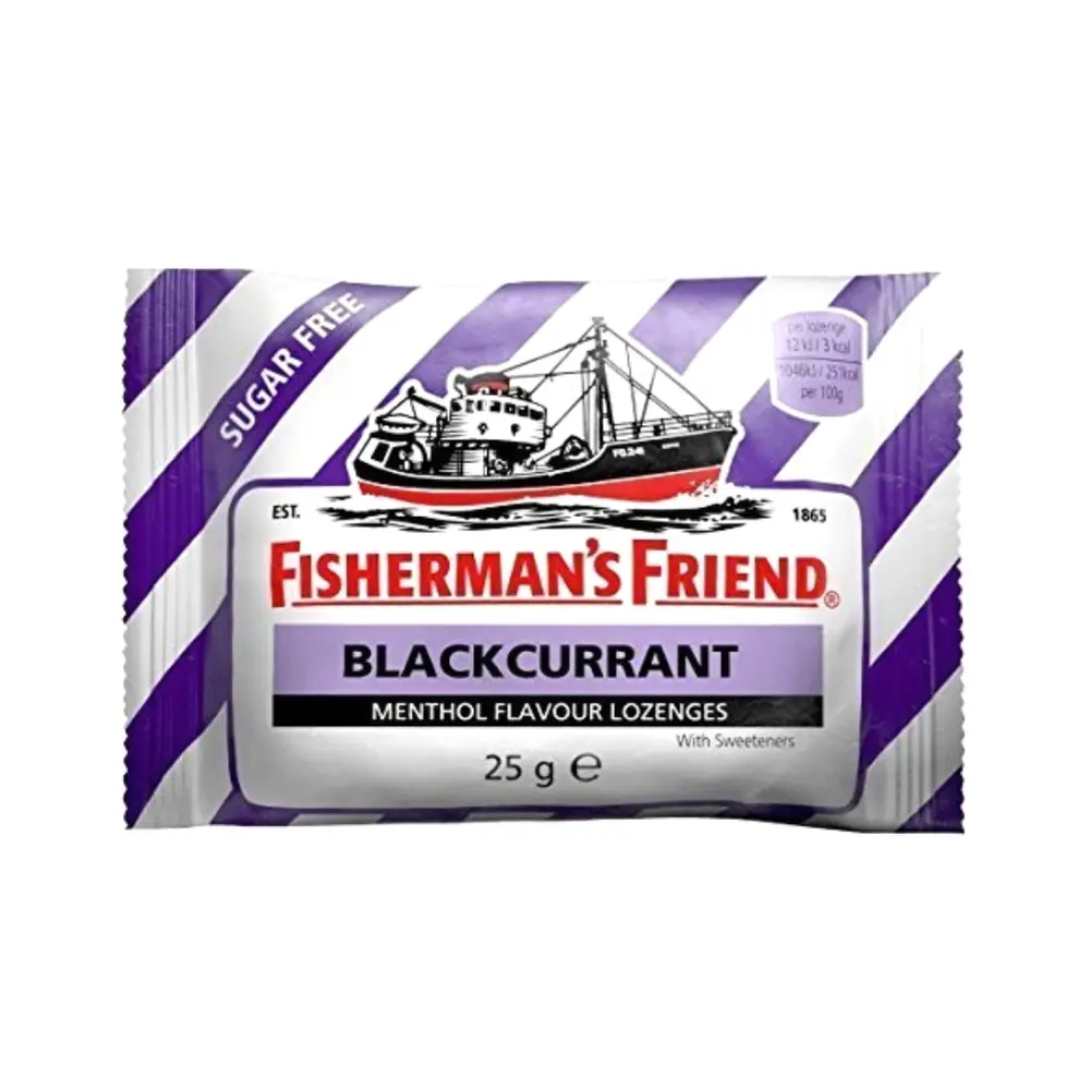 Kẹo Cay Con Tàu Vị Lý Chua Đen, Sugar Free Menthol Flavour Lozenges, Blackcurrant, 22 Viên (25g) - FISHERMAN'S FRIEND