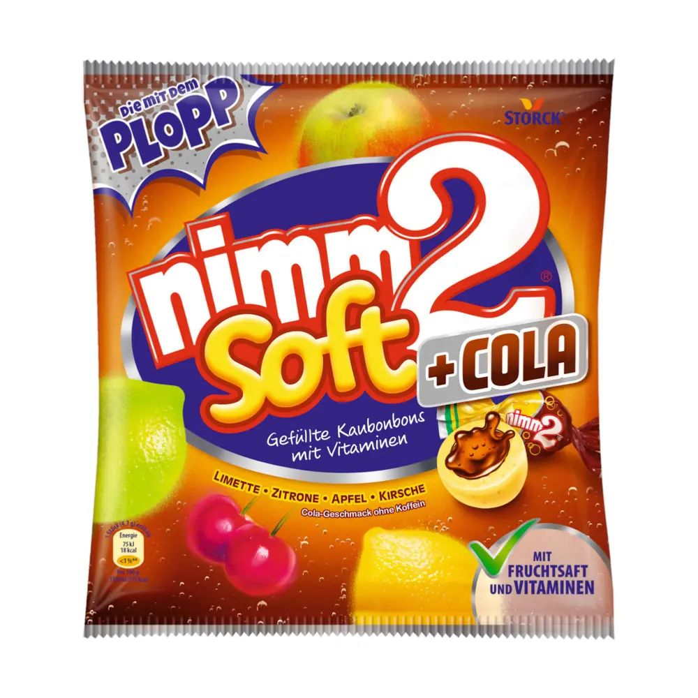 Kẹo Mềm Vị Trái Cây Cola, Nimm2 Soft + Cola, Lime Lemon Apple Cherry Soft Candies (195g) - STORCK