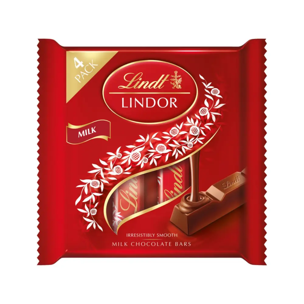 Socola Sữa, Lindor, Milk Chocolate Bars, 4 Thanh (100g) - LINDT