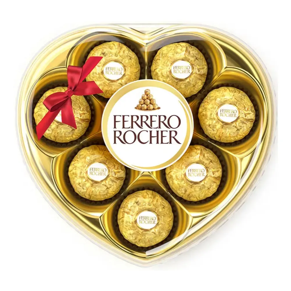 Socola Sữa Nhân Hạt Dẻ Hộp Trái Tim, Ferrero Rocher, Hazelnut Milk Chocolate, 8 Viên (100g) - FERRERO