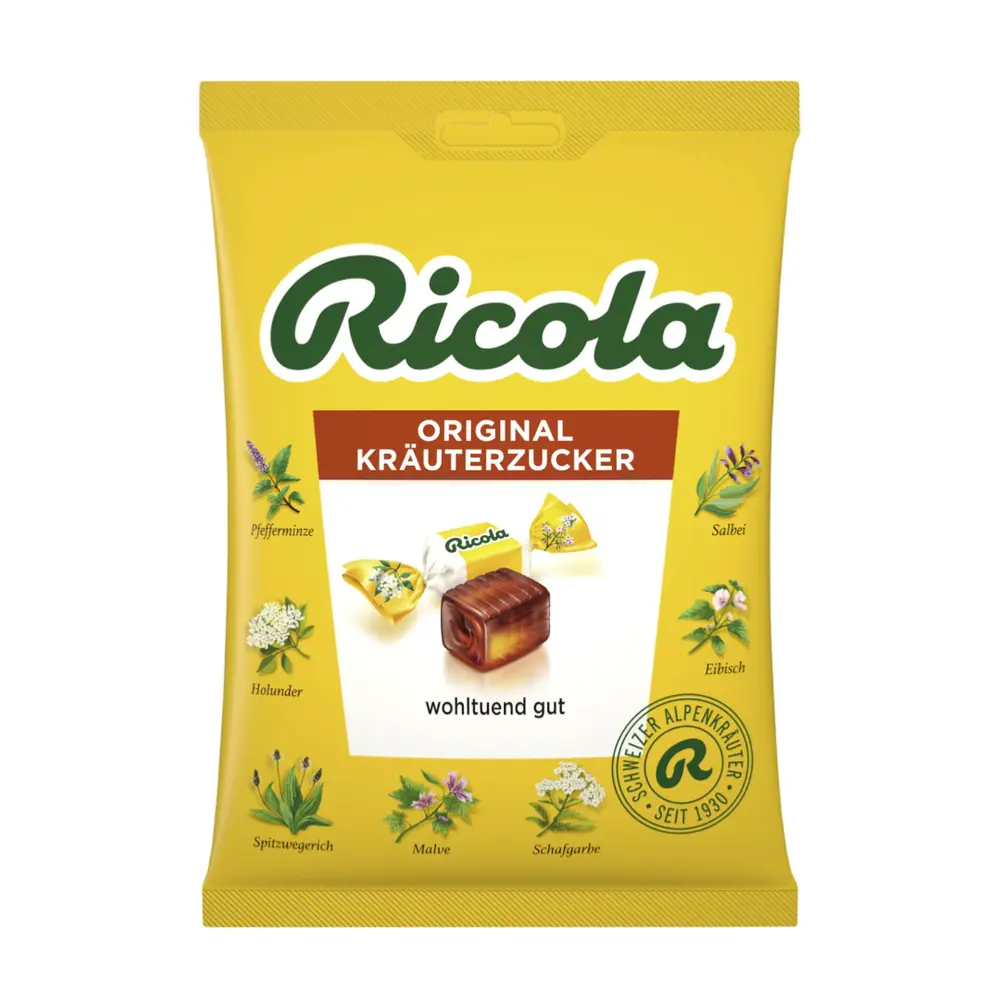 Kẹo Ngậm Thảo Mộc Thụy Sĩ, Original Krauterzucker, Swiss Herb Candy (75g) - RICOLA