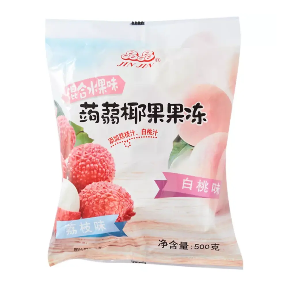 Thạch Dừa Vị Đào & Vải, Peach & Lychee Coconut Jelly (500g) - JIN JIN