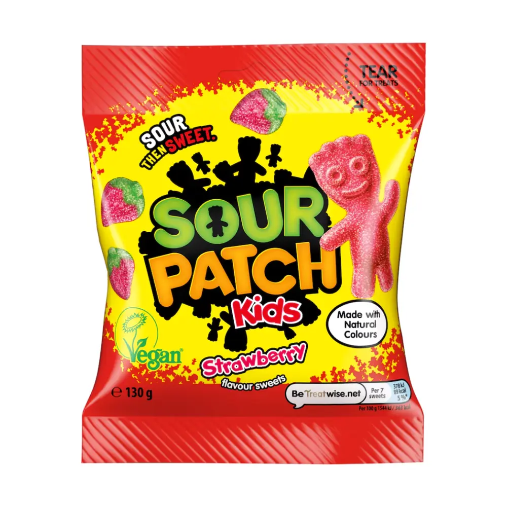 Kẹo Dẻo Chua Vị Dâu, Sour Patch Kids, Strawberry Flavour Sweets (130g) - MONDELEZ INTERNATIONAL