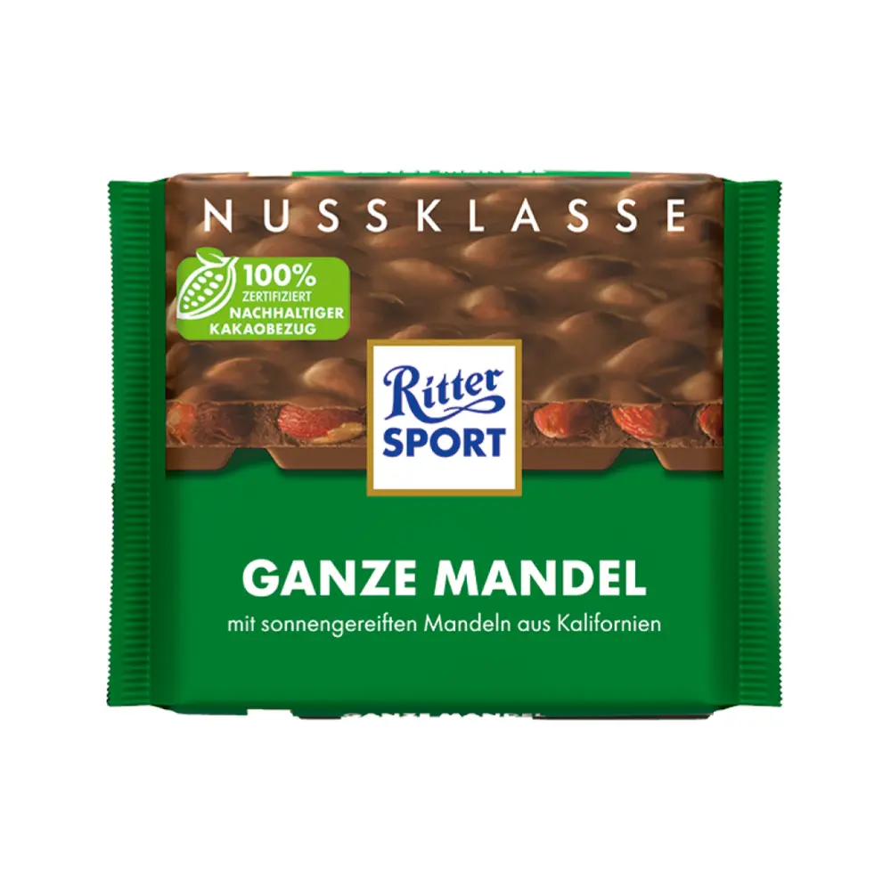 Socola Sữa Hạnh Nhân, Nussklasse, Ganze Mandel (100g) - RITTER SPORT