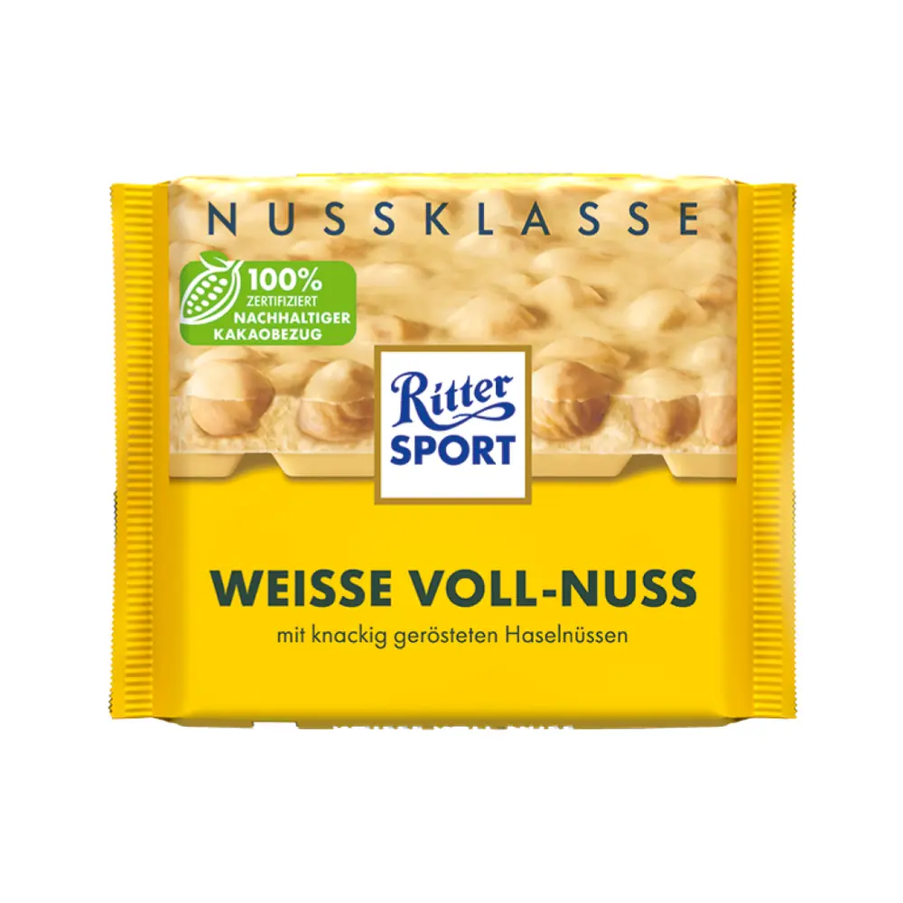 Socola Trắng Hạt Phỉ, Nussklasse, Weisse Voll-Nuss (100g) - RITTER SPORT