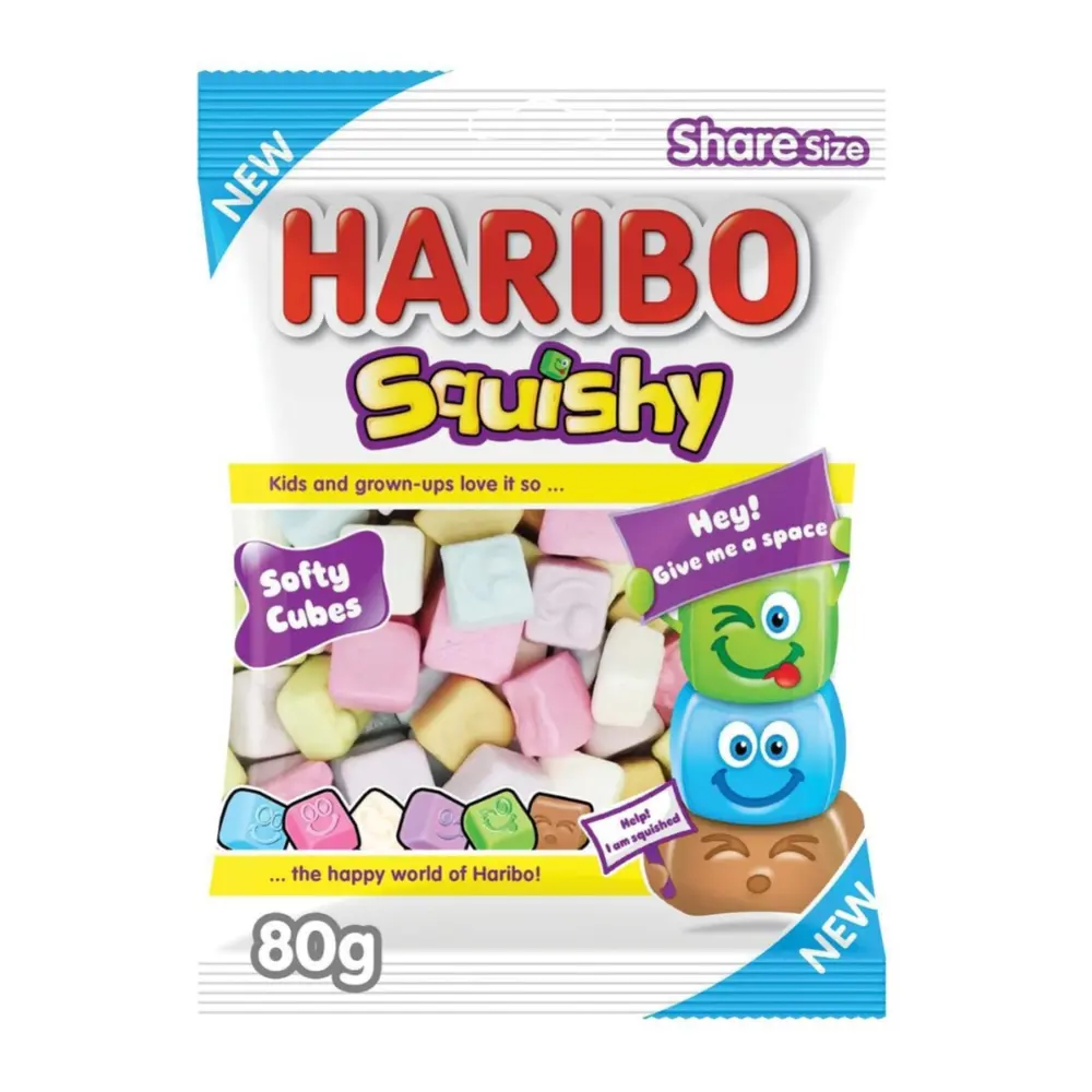 Kẹo Dẻo Mặt Cười Hình Vuông, Squishy, Soft Cubes (80g) - HARIBO