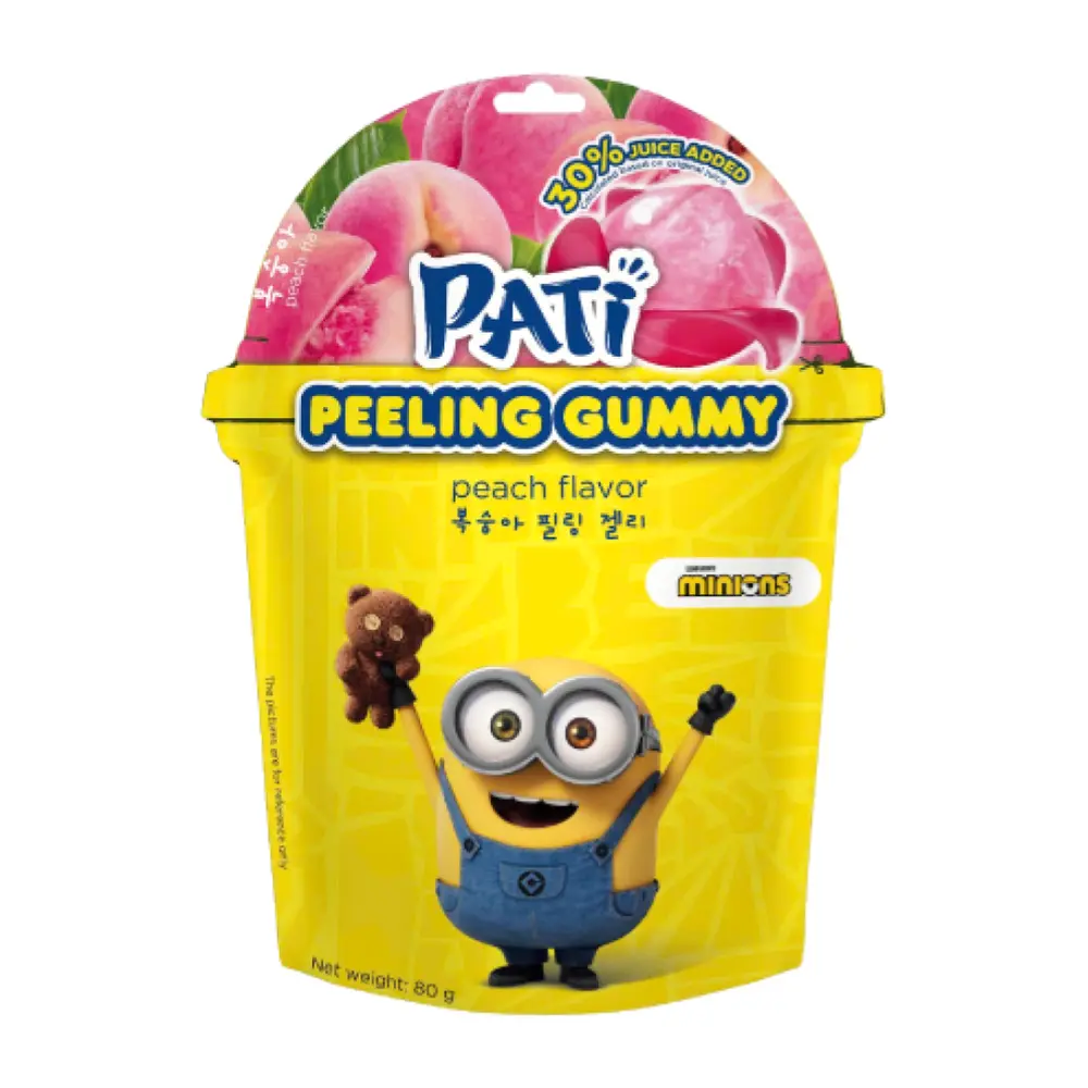 Kẹo Dẻo Trái Cây Lột Vỏ Vị Đào, Peeling Gummy, Peach Flavor, Minions (80g) - PATI