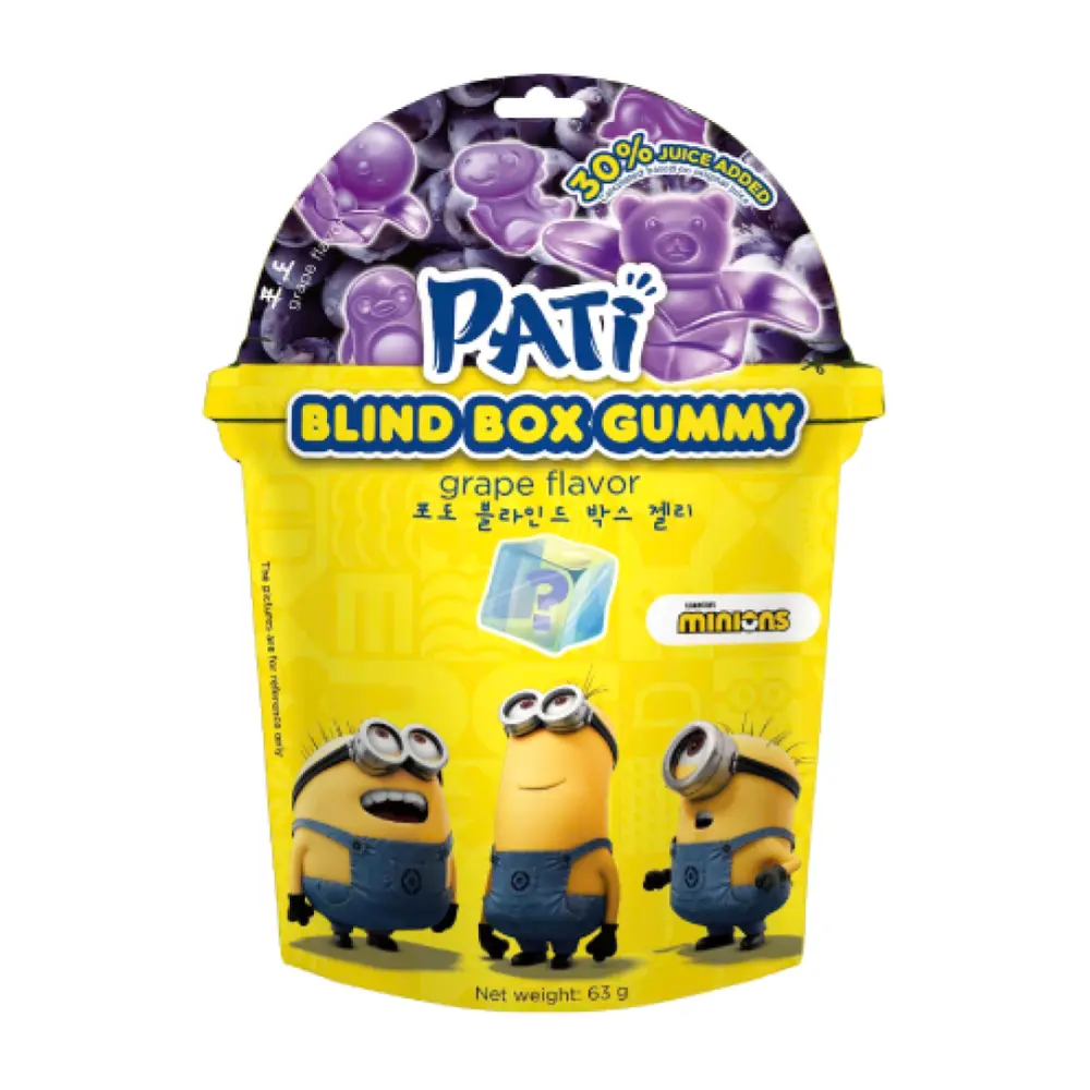 Kẹo Dẻo Trái Cây Bất Ngờ Vị Nho, Blind Box Gummy, Grape Flavor, Minions (63g) - PATI