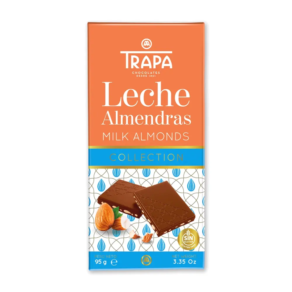 Socola Sữa Hạnh Nhân, Gluten-Free Collection, Milk Almonds, 3.35 oz (95g) - TRAPA
