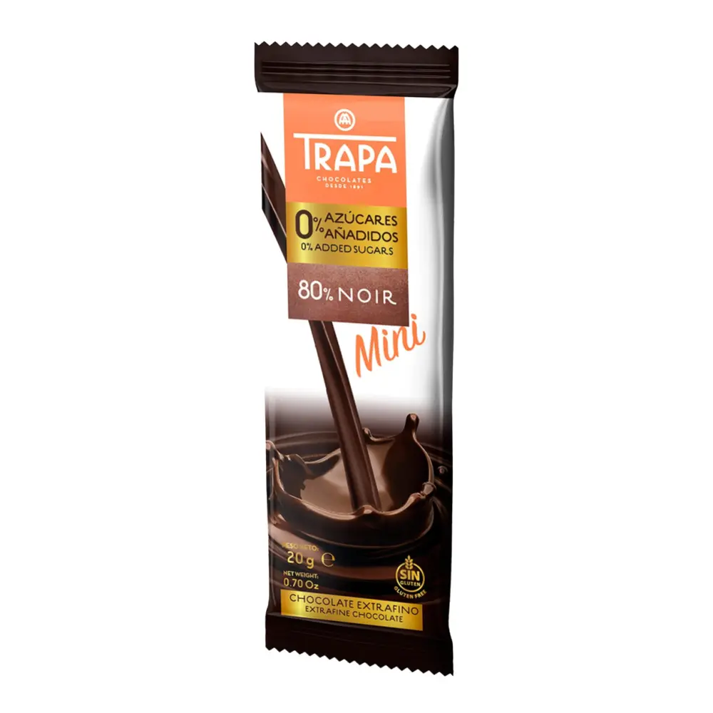 Socola Đắng Không Đường, Extra Fine Chocolate with 80% Noir, 0% Added Sugars, 0.7 oz (20g) - TRAPA