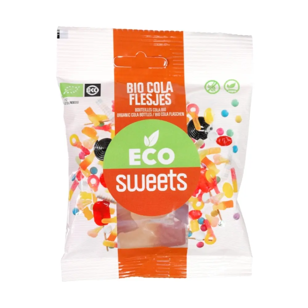 Kẹo Dẻo Cola Hữu Cơ, Organic Gummy Cola Bottles, Vegan (75g) - ECO SWEETS