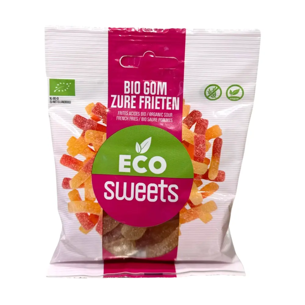 Kẹo Dẻo Chua Hữu Cơ Hình Que Khoai Tây, Organic Gummy Sour Chips, Vegan (75g) - ECO SWEETS