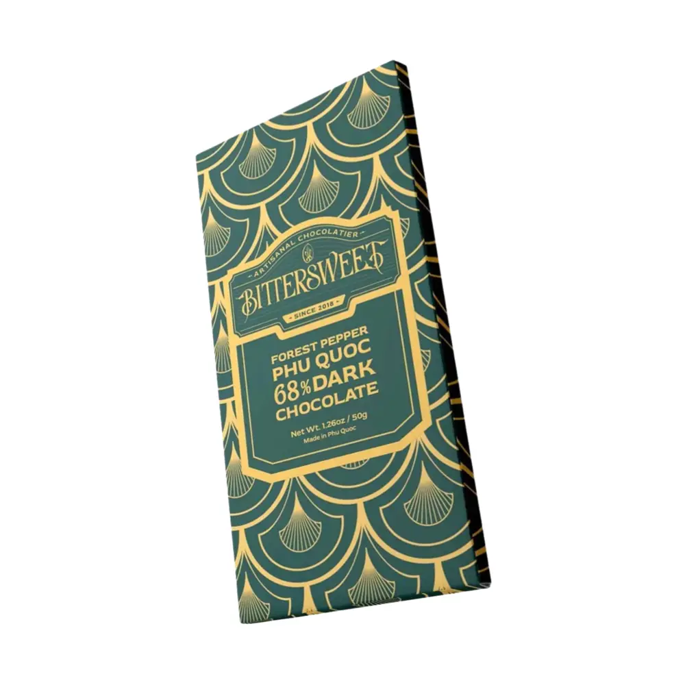 Socola Đen Vị Tiêu Phú Quốc, Phu Quoc Forest Pepper 68% Dark Chocolate, 1.76 oz (50g) - BITTERSWEET