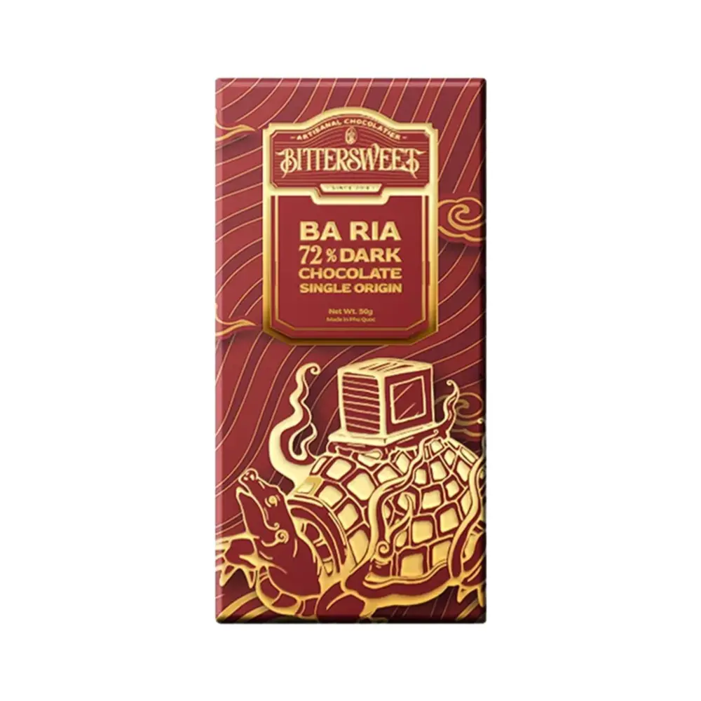 Socola Đen Vị Nguyên Bản Bà Rịa, Ba Ria Single Origin 72% Dark Chocolate, 1.76 oz (50g) - BITTERSWEET