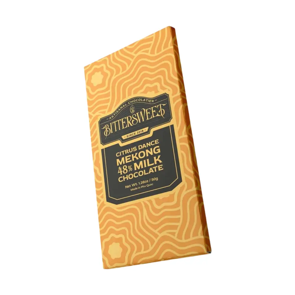 Socola Sữa Vị Quýt Sông Cửu Long, 48% Cacao Mekong Citrus Dance Milk Chocolate, 1.76 oz (50g) - BITTERSWEET