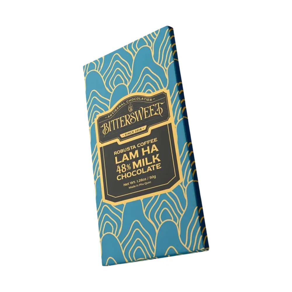 Socola Sữa Vị Cà Phê Lâm Hà, Robusta Coffee Lam Ha 48% Milk Chocolate, 1.76 oz (50g) - BITTERSWEET