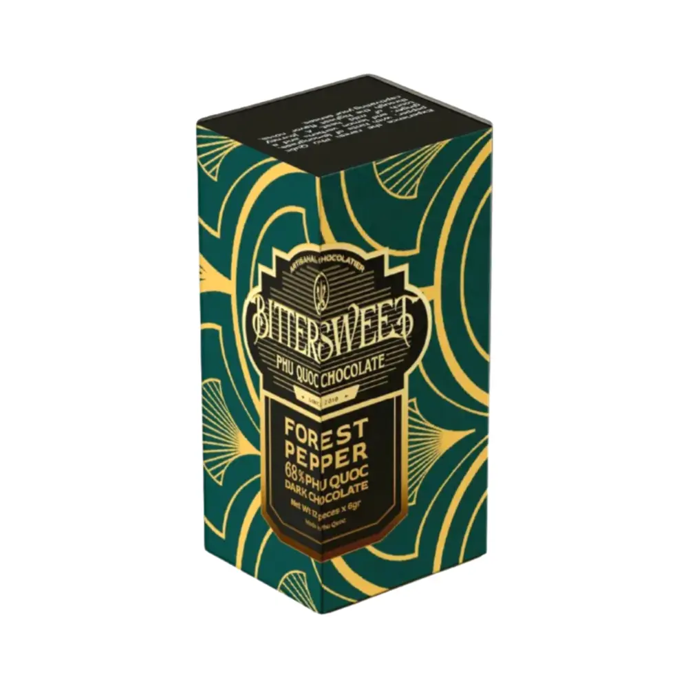 Socola Đắng Vị Tiêu Đen, Forest Pepper 68% Phu Quoc Dark Chocolate, Napolitan Box, 12 Viên (72g) - BITTERSWEET