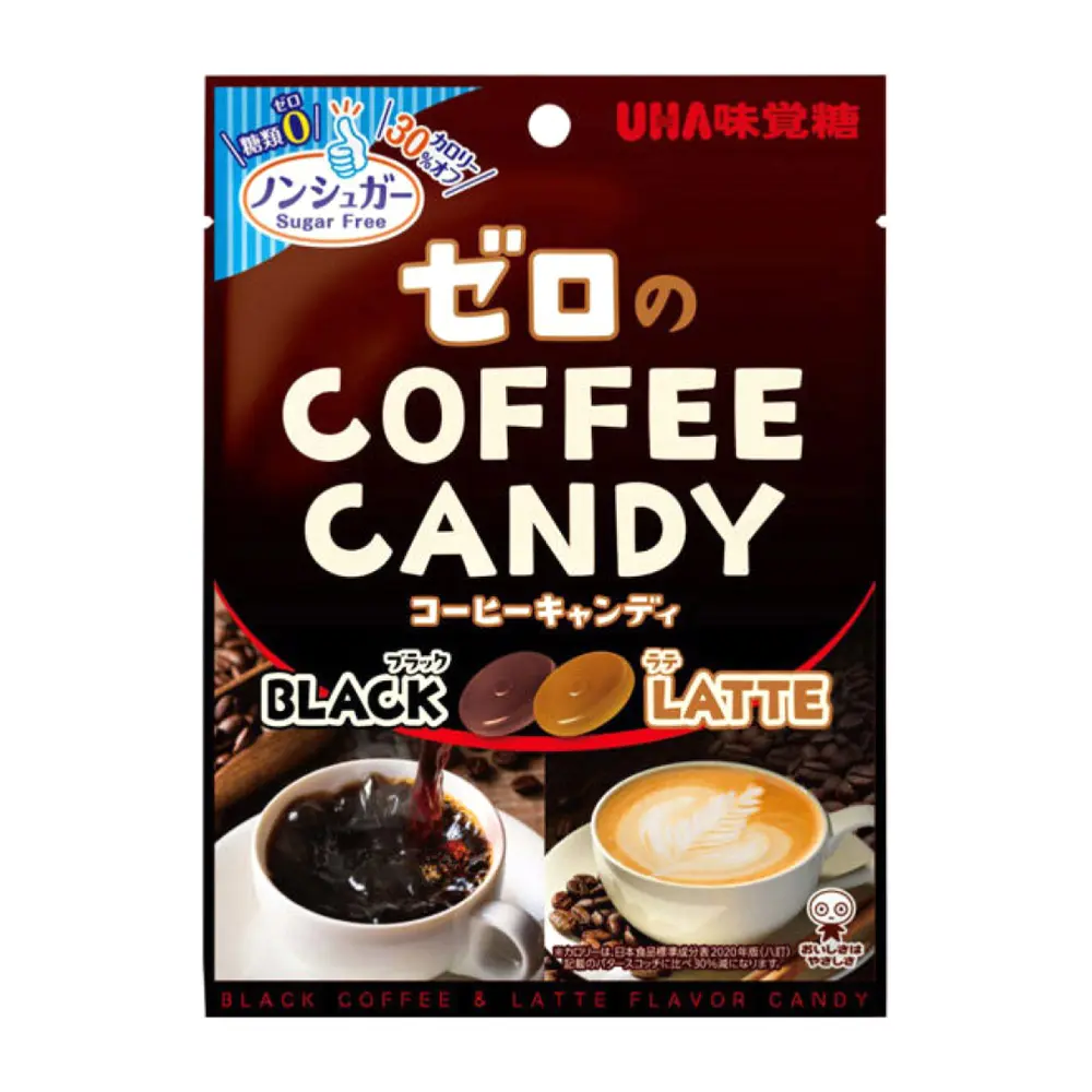 Kẹo Cà Phê Không Đường, UHA Sugar Free Coffee Candy, Black & Latte (62.4g) - MIKAKUTO TOKUNO