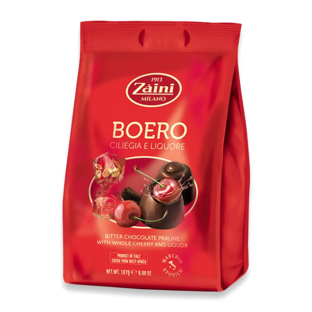 Socola Đắng Nhân Anh Đào, Boero, Bitter Chocolate Praline with Whole Cherry & Liqueur, 6.6 oz (187g) - ZAINI