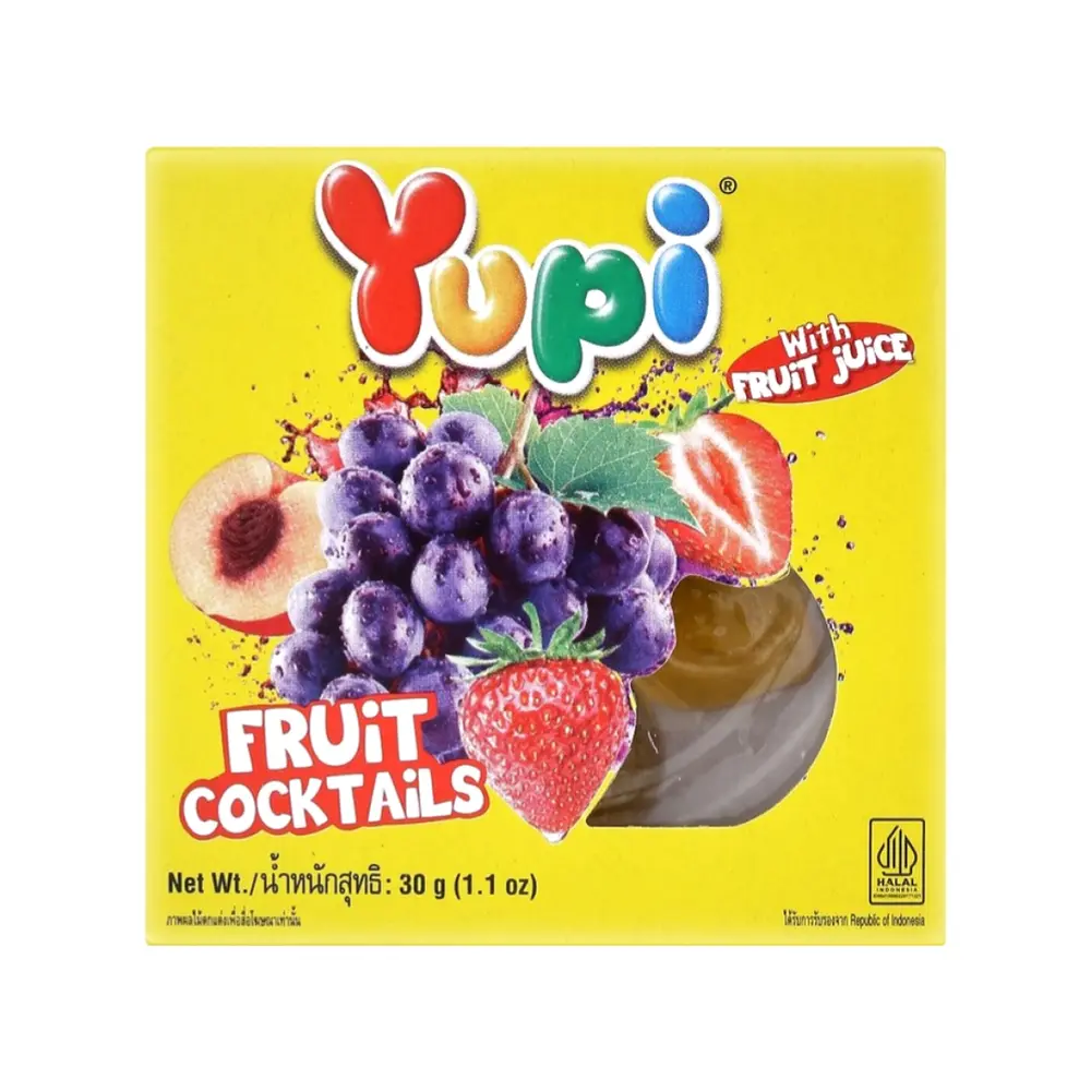 Kẹo Dẻo Trái Cây Hỗn Hợp, Fruit Cocktails Gummy with Fruit Juice, 1.1 oz (30g) - YUPI