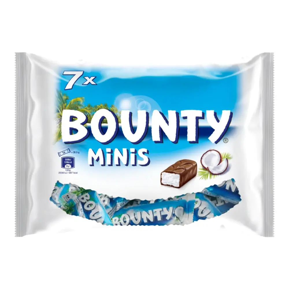 Socola Nhân Dừa, Bounty Minis, Coconut Filled Milk Chocolate, 7 Viên (227g) - MARS