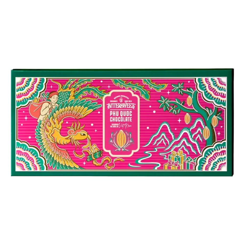 Hộp Quà Tặng Socola Ăn Khế Trả Vàng, Discover the Soul of Vietnam Phu Quoc Chocolate Gift Box, 10 Viên (60g) - BITTERSWEET