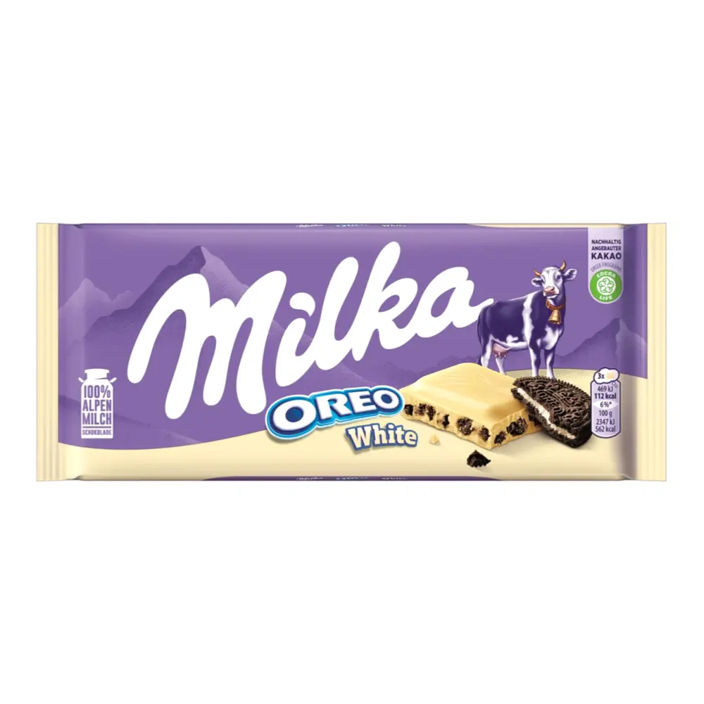 Socola Trắng Nhân Bánh Quy, Oreo White Chocolate (100g) - MILKA