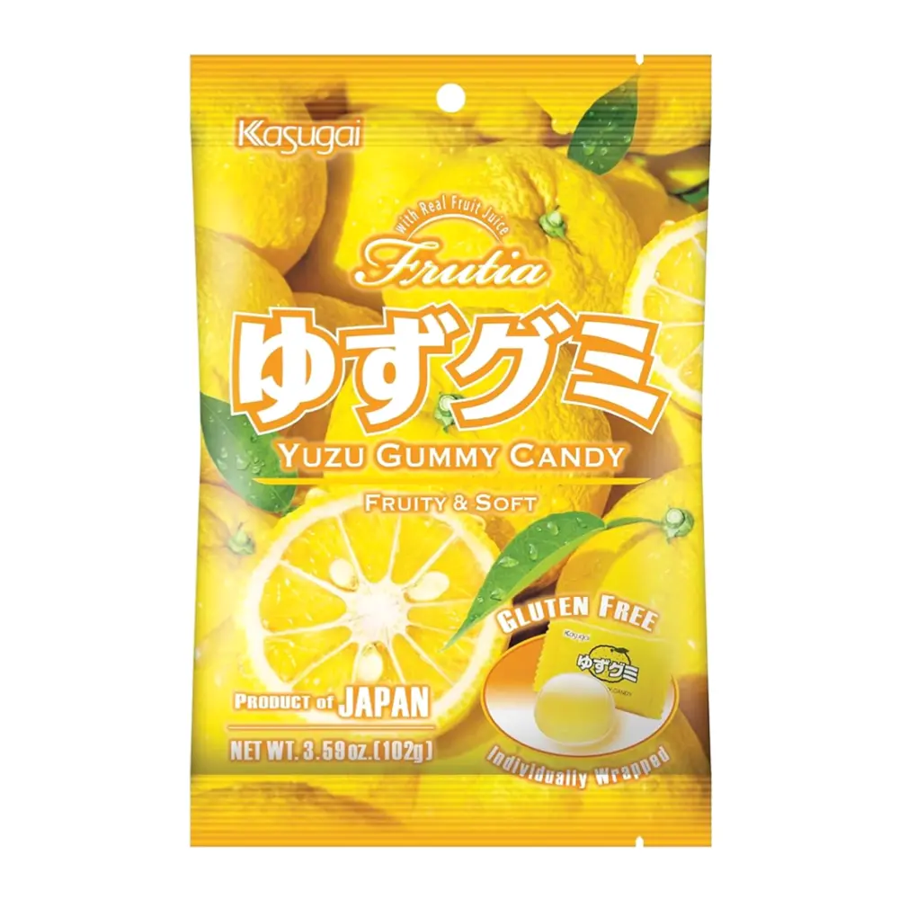 Kẹo Dẻo Vị Chanh, Yuzu Gummy Candy, Gluten Free, 3.59 oz (102g) - KASUGAI