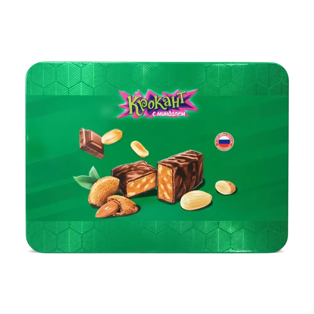 Kẹo Đậu Phộng Rang & Hạnh Nhân Phủ Socola Hộp Thiếc (Xanh Lá), Peanut & Almond Chocolate Crunch (180g) - KPOKAHT