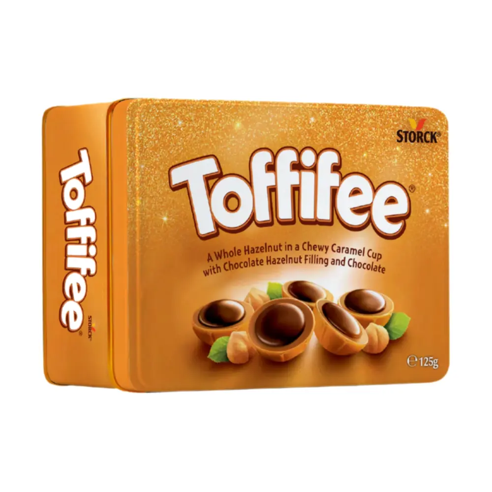 Kẹo Caramen Mềm Nhân Hạt Phỉ Socola Hộp Thiếc, Toffifee, Caramel Hazelnut Chocolate Candy (125g) - STORCK