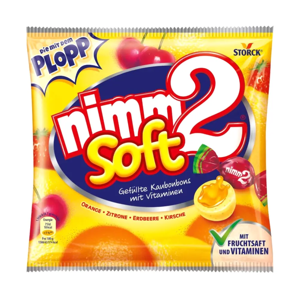 Kẹo Mềm Vị Trái Cây, Nimm2 Soft, Filled Chewy Candies with Vitamins (116g) - STORCK
