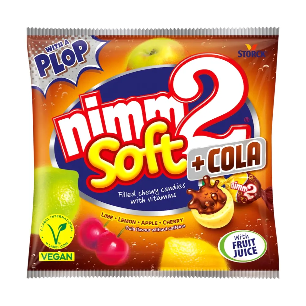 Kẹo Dẻo Trái Cây Nhân Cola, Nimm2 Soft + Cola, Filled Chewy Candies with Vitamins, Vegan (90g) - STORCK