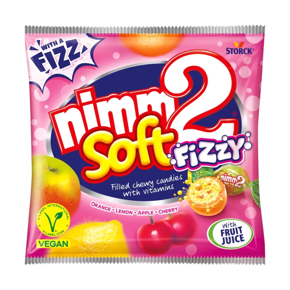 Kẹo Dẻo Trái Cây Nhân Mềm, Nimm2 Soft Fizzy, Filled Chewy Candies with Vitamins, Vegan (90g) - STORCK