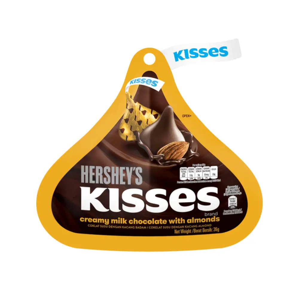 Socola Kem Sữa Hạnh Nhân, Kisses, Creamy Milk Chocolate with Almonds (36g) - HERSHEY'S