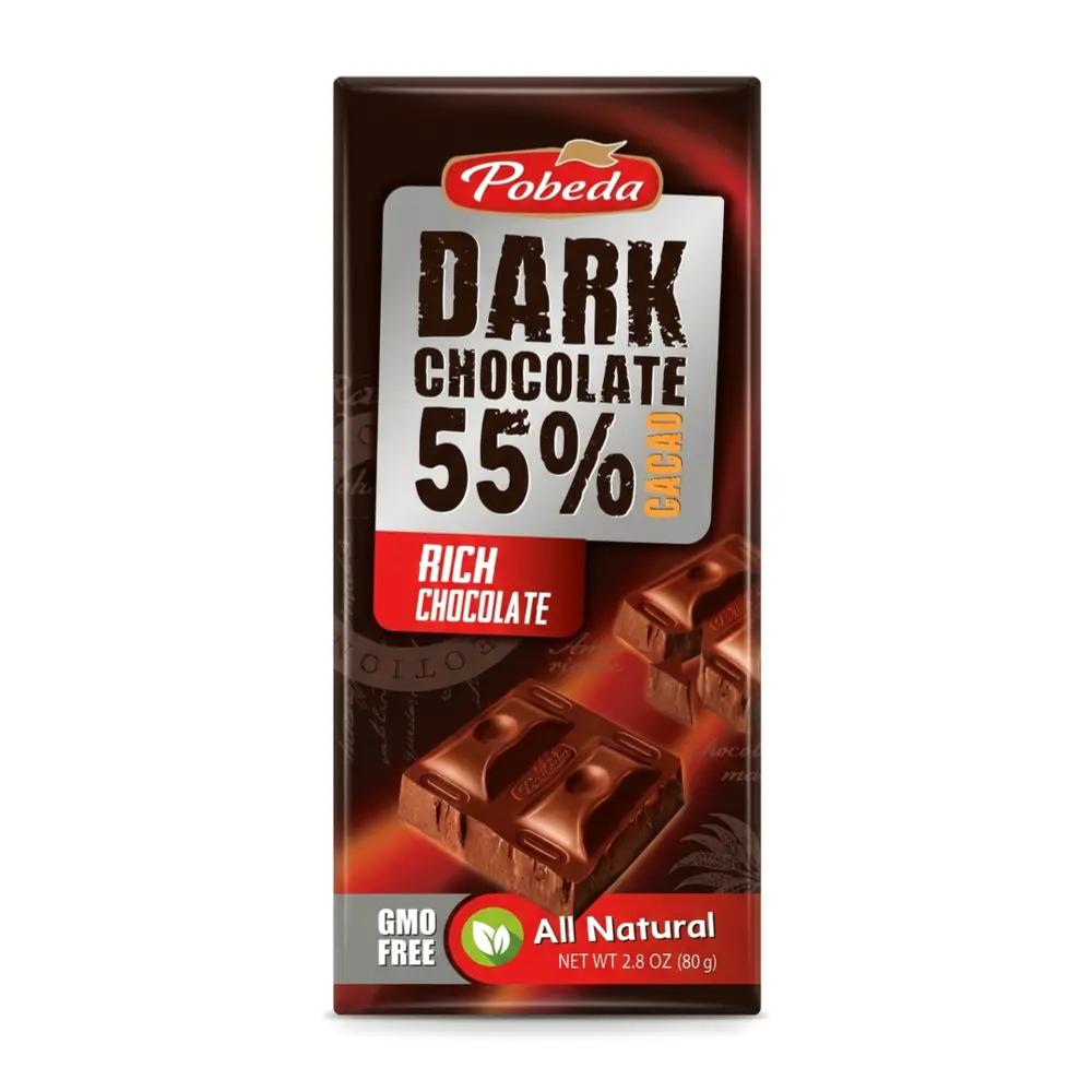 Socola Đen, Dark Chocolate 55% Cacao, 2.8 oz (80g) - POBEDA