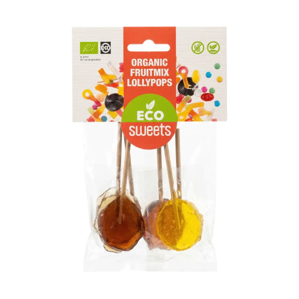 Kẹo Mút Hữu Cơ Vị Trái Cây Hỗn Hợp, Organic Fruitmix Lollipops (50g) - ECO SWEETS
