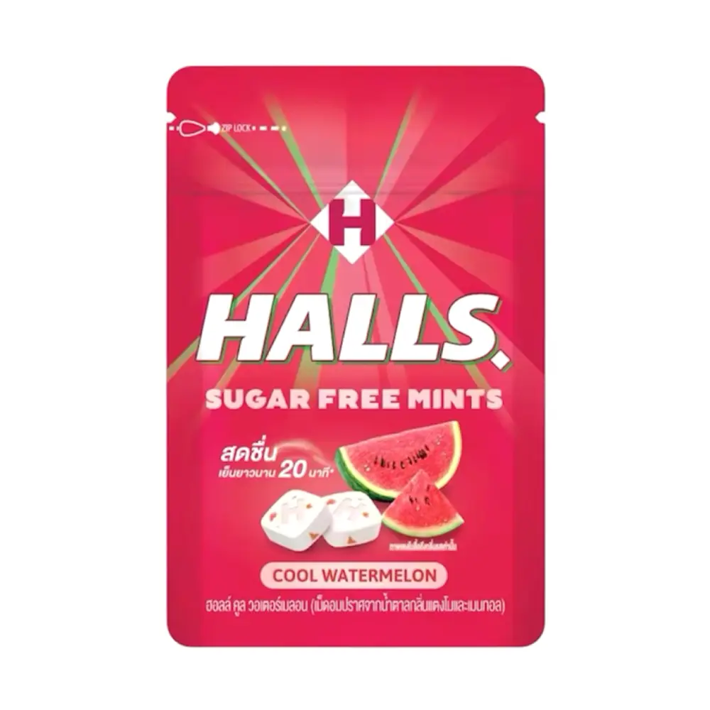 Kẹo Ngậm Bạc Hà Không Đường Vị Dưa Hấu, Sugar Free Mints, Cool Watermelon (15.4g) - HALLS