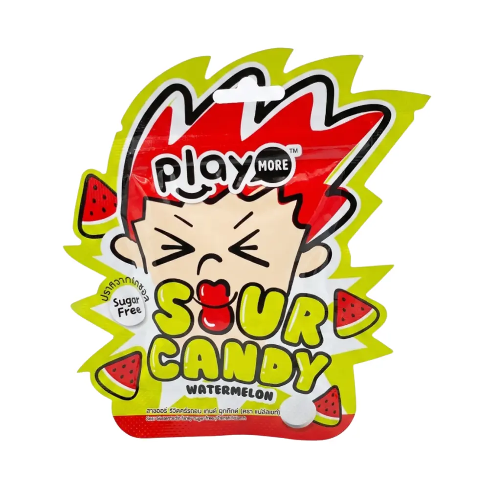 Kẹo Chua Không Đường Vị Dưa Hấu, Sour Candy, Watermelon, Sugar Free (16g) - PLAYMORE