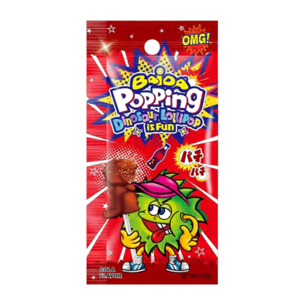 Kẹo Nổ & Kẹo Mút Hình Khủng Long Hương Cola, Popping Candy, Dinosaur Lollipop, Cola Flavor (10.5g) - BAIDA