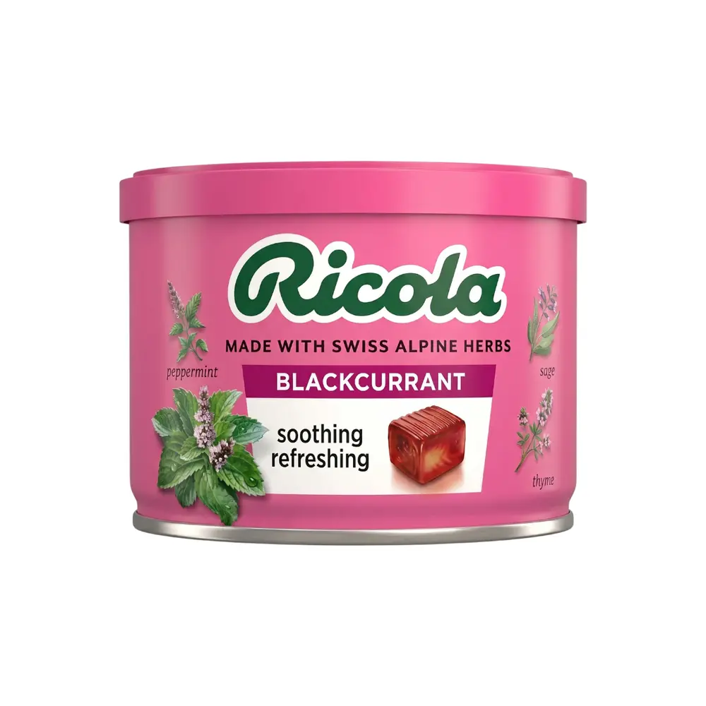 Kẹo Thảo Mộc Lý Chua Đen, Swiss Herb Candy, Blackcurrant (100g) - RICOLA