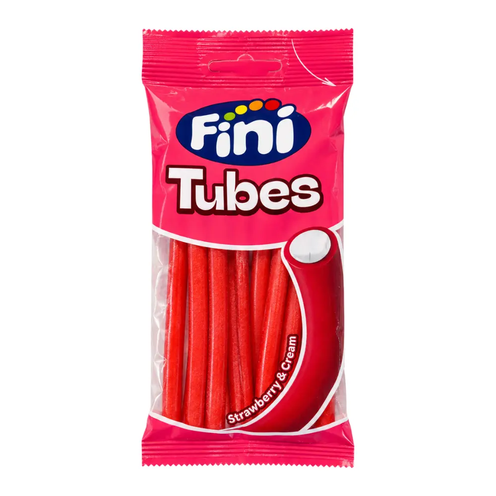 Kẹo Dẻo Ống Vị Dâu Tây & Kem, Tubes Gummy, Strawberry & Cream (90g) - FINI