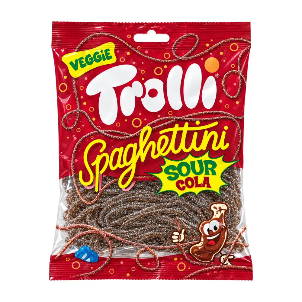 Kẹo Dẻo Sợi Mì Vị Cola Chua, Spaghettini, Sour Cola Veggie Gummy (100g) - TROLLI