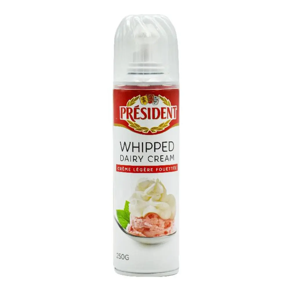 Kem Tươi Dạng Xịt, Crème Légère Fouettée, Whipped Dairy Cream (250g) - PRESIDENT
