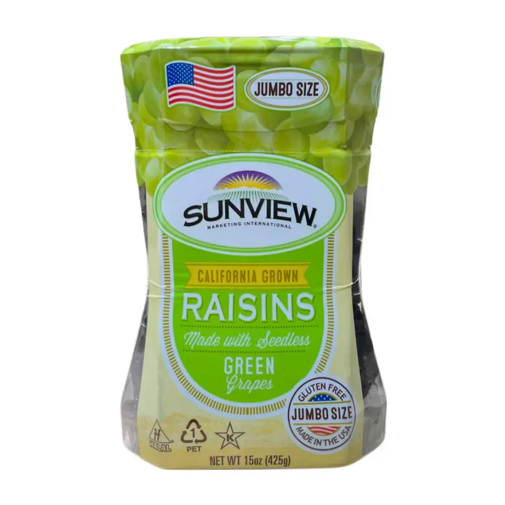 Nho Xanh Khô Mỹ, California Grown Raisins, Seedless Green Grapes, Jumbo Size, 15 oz (425g) - SUNVIEW