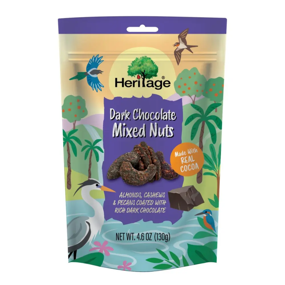 Hỗn Hợp Hạt Khô Phủ Socola Đen, Dark Chocolate Mixed Nuts, 4.6 oz (130g) - HERITAGE