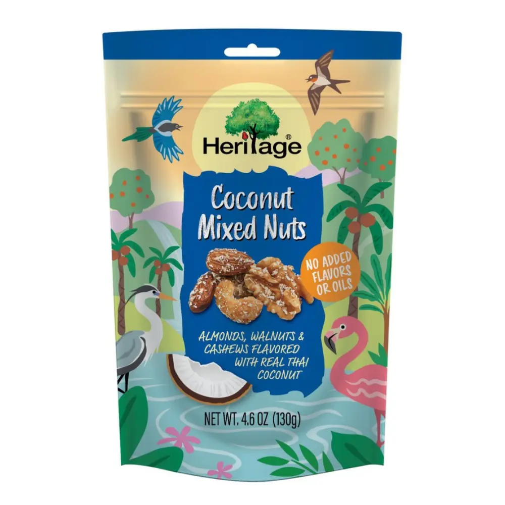 Hỗn Hợp Hạt Khô Phủ Dừa, Coconut Mixed Nuts, 4.6 oz (130g) - HERITAGE
